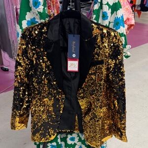 Gold and Black Sequin Kids Blazer